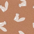 Seamless pattern with cartoon squirrels, decoration elements on a neutral background. Forest, vector flat Scandinavian style. anim Royalty Free Stock Photo